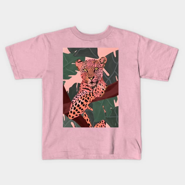 Pink Jaguar Kids T-Shirt by fernandaftm